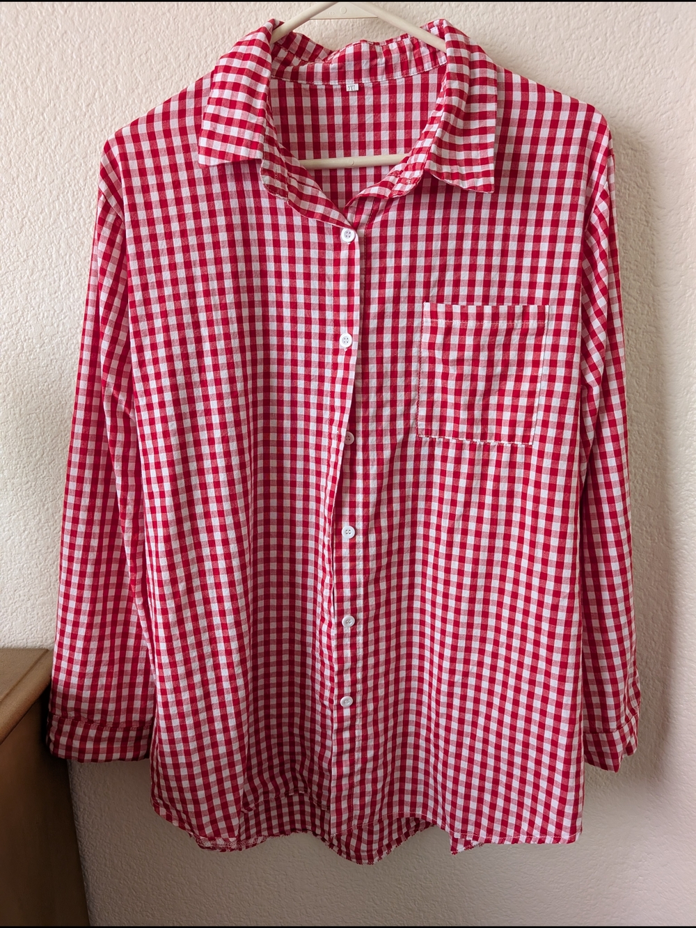 Source Unknown Red and White Gingham Button-Down Shirt - Women